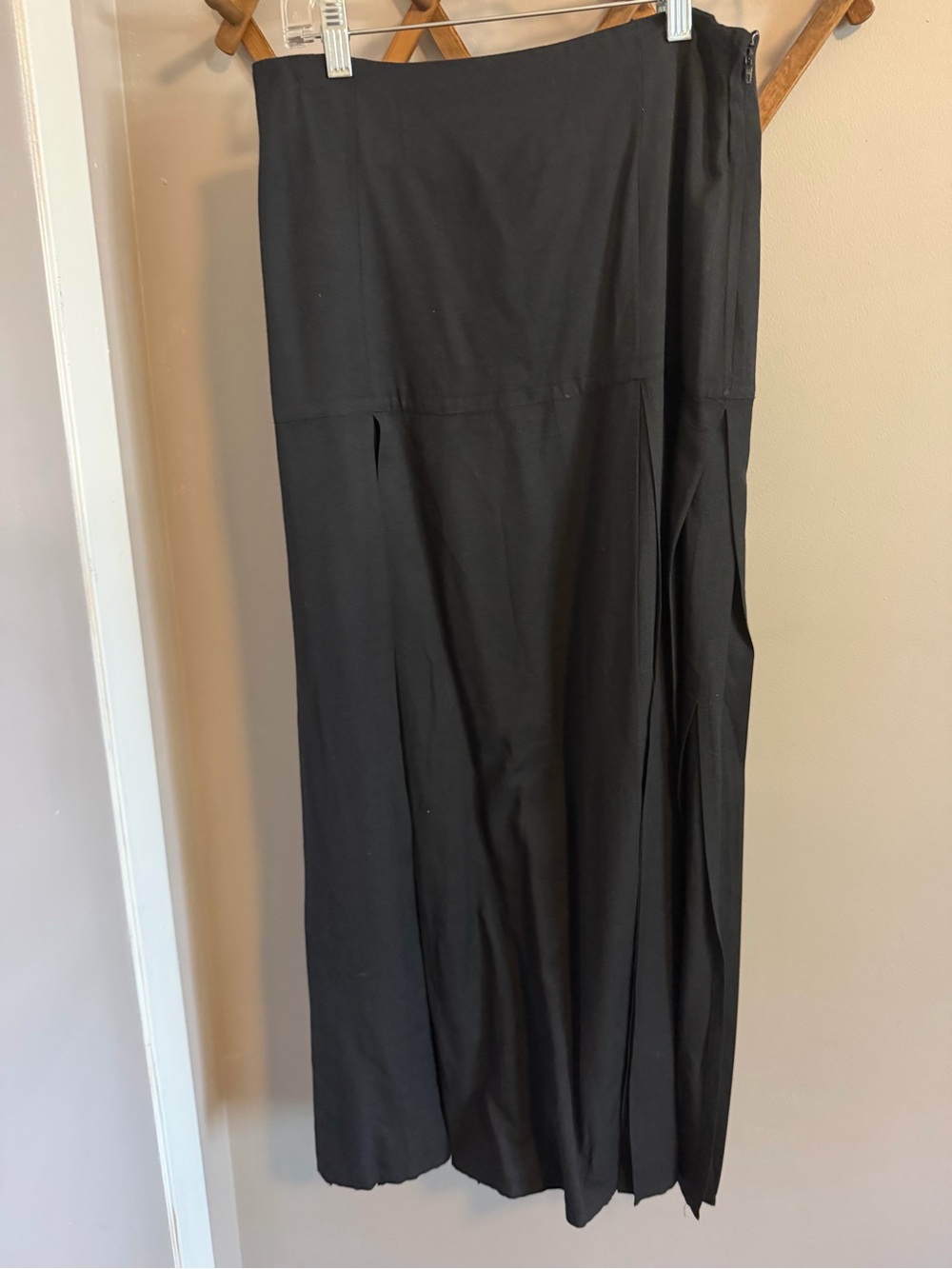 Le Chateau Black Vintage Multi Split Panel Midi Skirt Size 11